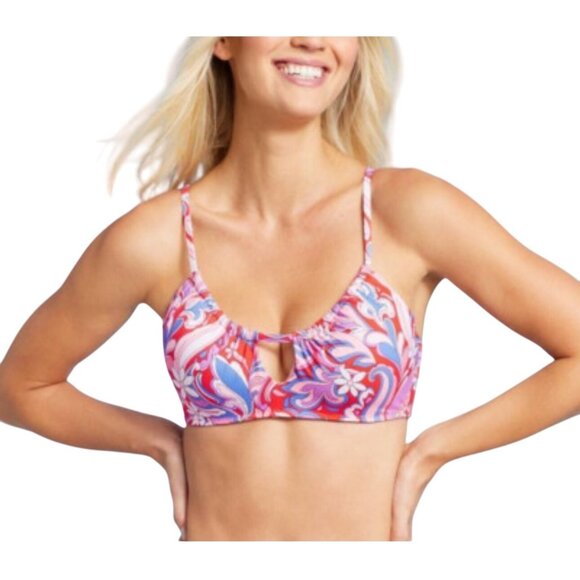 Shade & Shore Womens Floral Printed Bikini Top Size 34C Multicolor Nylon/Spandex - Picture 2 of 12